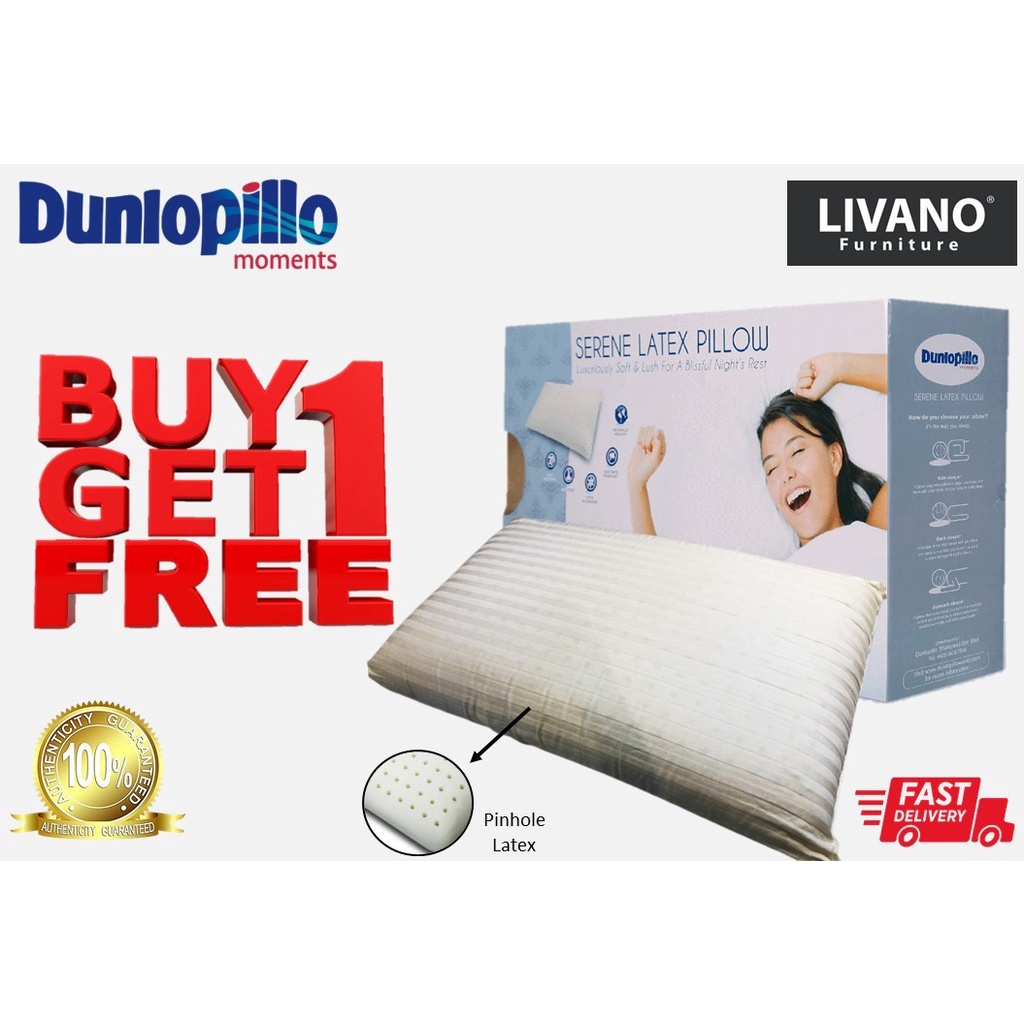 Dunlopillo Serene Latex Pillow 100 Natural Pure Latex Pillow Getah Bantal READY STOCK BUY 1 FREE 1 BUNDLE Shopee Malaysia