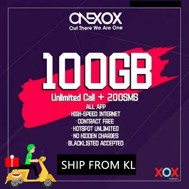 【100GB】FreeSIMKAD ONEXOX 4G LTE Plan B89DB 100GB UNLIMITED HOTSPOT NO ...