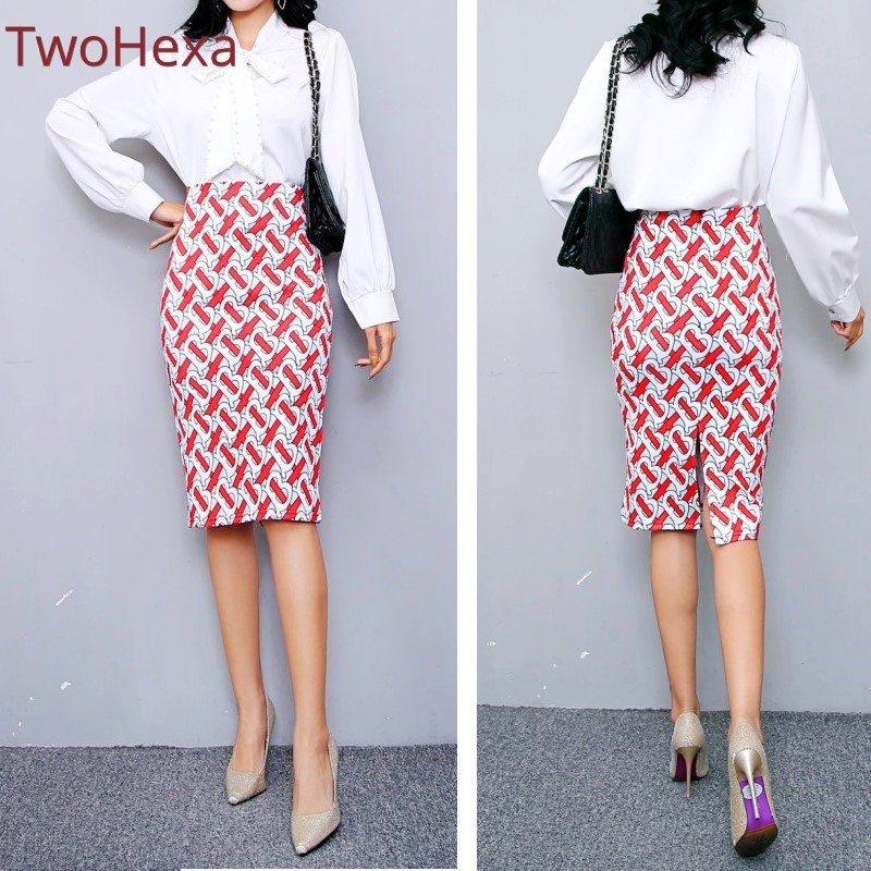 Geometric midi pencil skirt best sale