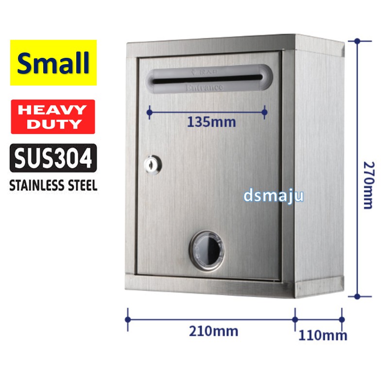 Stainless Steel Letter Box Keyable 304 Wall Mounted Solid Letter Box