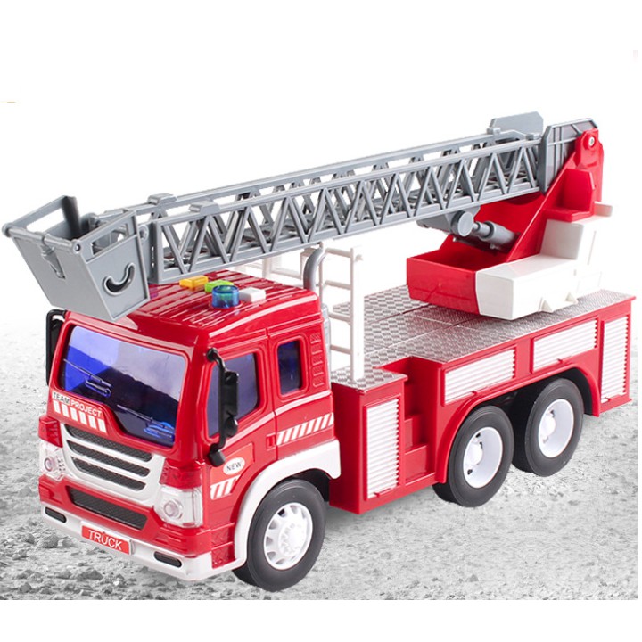 Children's Toy Fire Truck Model With 1:16 Scale Draw Stairs | Shopee ...