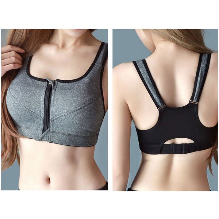 Womens RunningYoga Sports Bra Zipper Gym Padded Fitness Workout