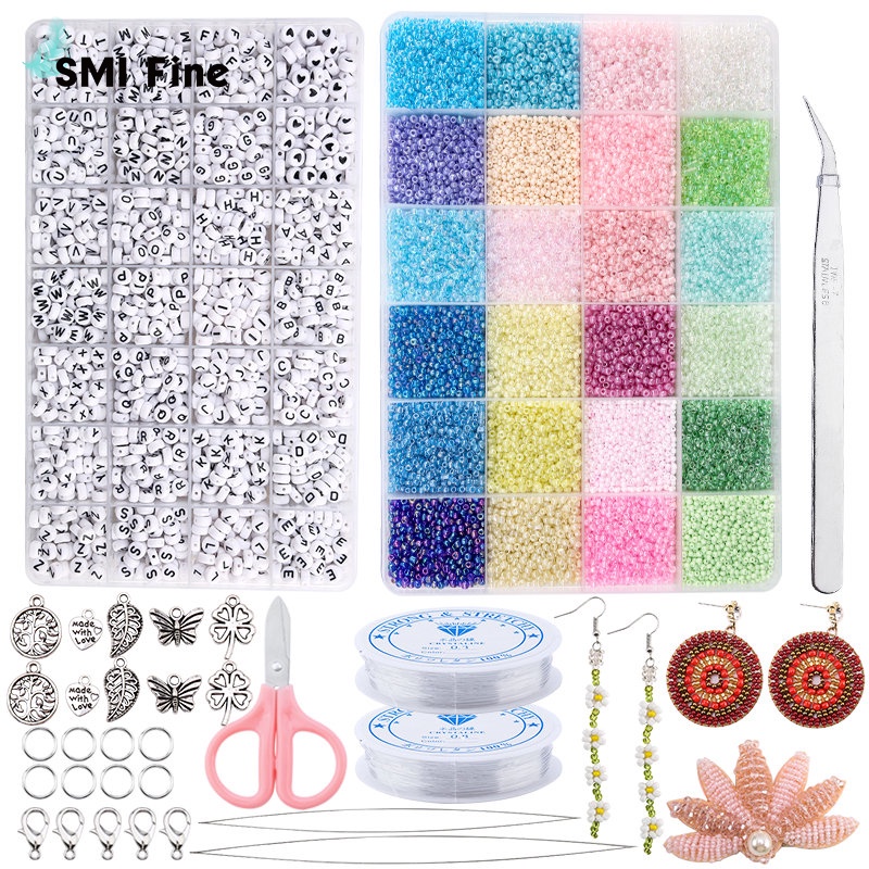 Jewelry Craft Beads Kit 20000pcs 2mm Glass Seed Beads and 1820pcs ...
