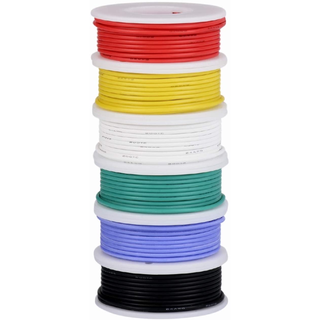 READY STOCK !!!! 22 AWG Electric Wire Hook Up Wire Set Flexible Silicone Wire Stranded 6 color