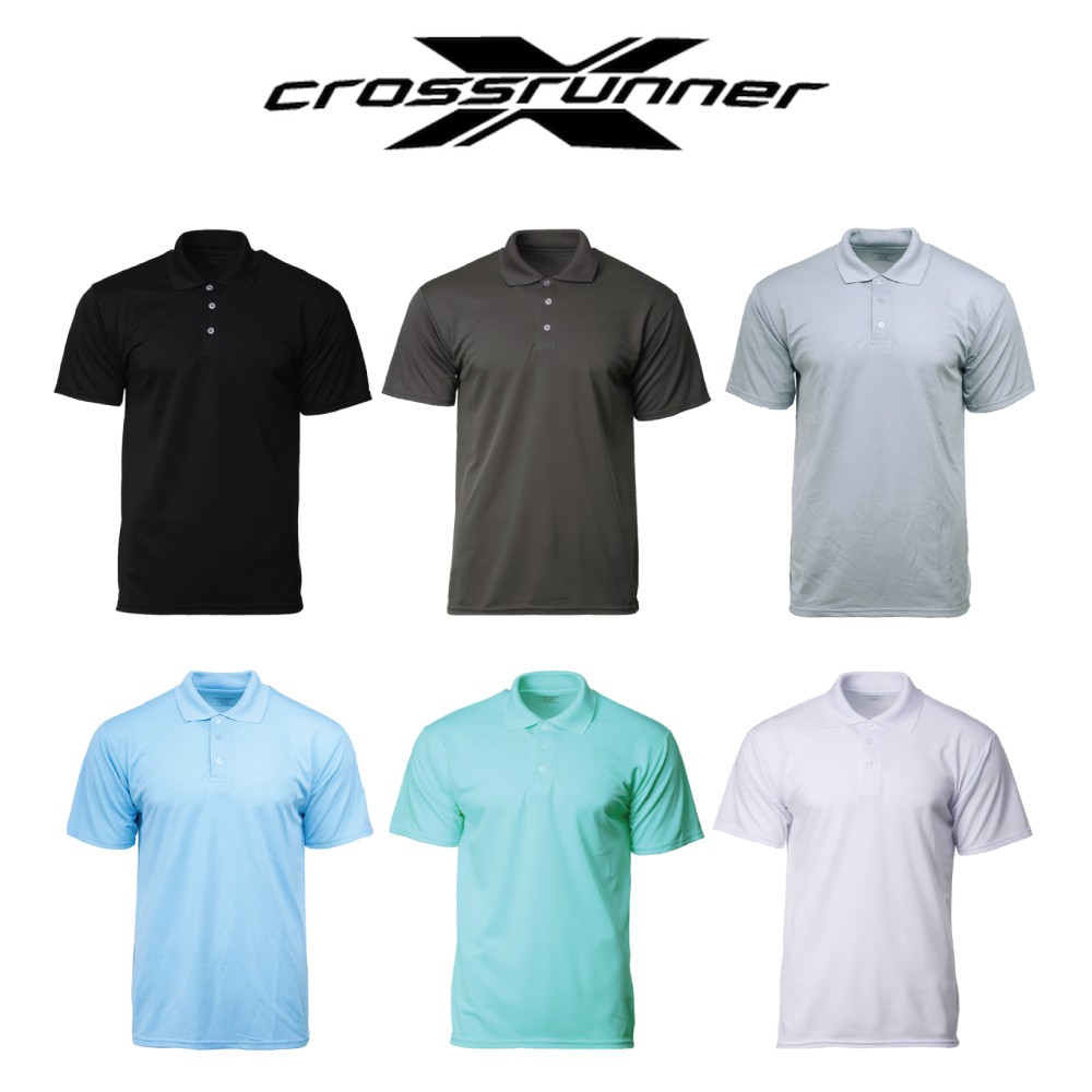 CROSSRUNNER Performance Unisex Short Sleeve Polo Shirt - Black / White ...