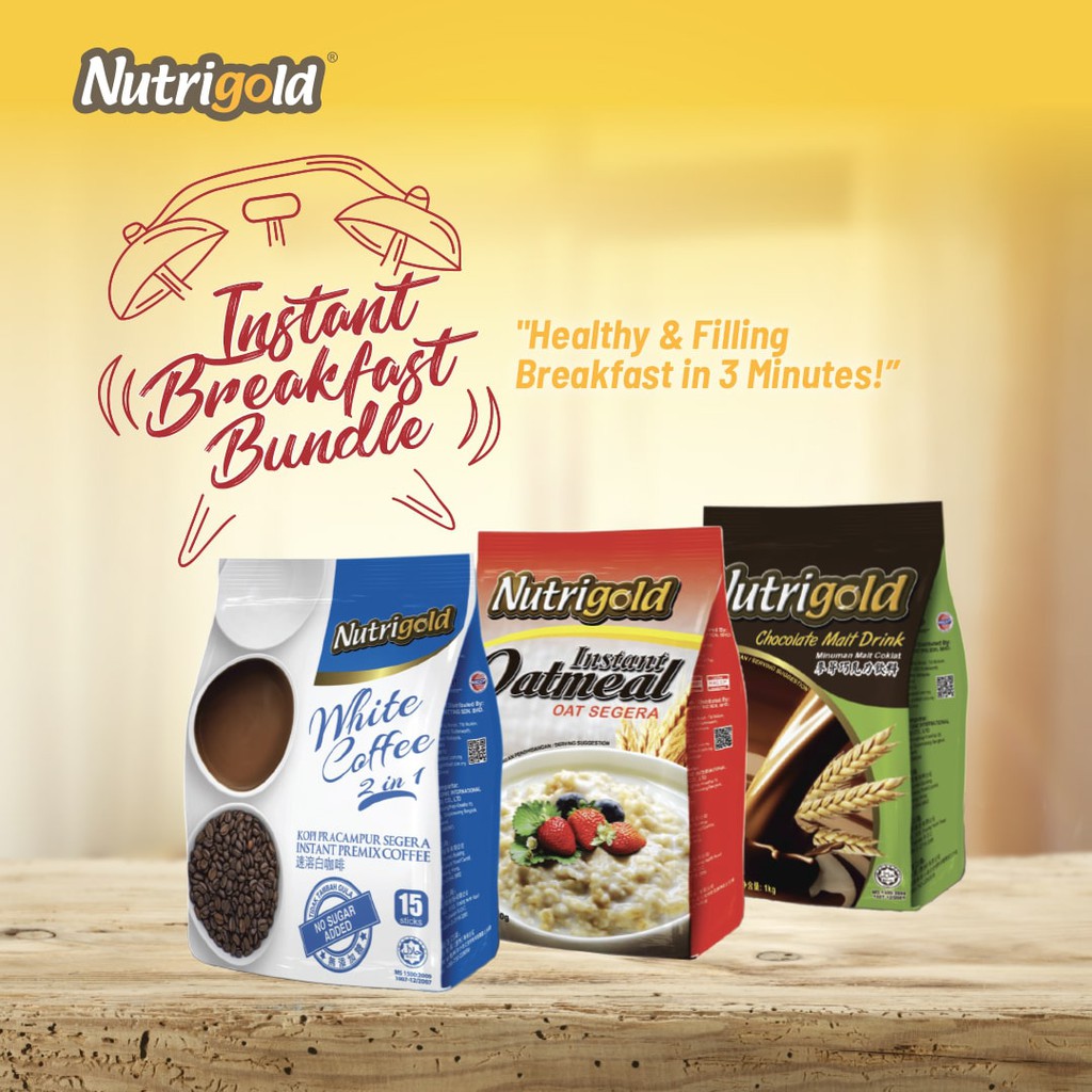 Nutrigold Instant Breakfast Bundle White Coffee 2 in 1 + 3 in 1