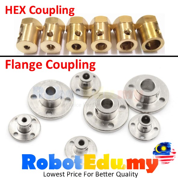Flange / Hex Copper Brass DC Motor Wheel Coupling Shaft Rod Mounting Connector 2mm 3mm 4mm 5mm 6mm 8mm 10mm 12mm Coupler