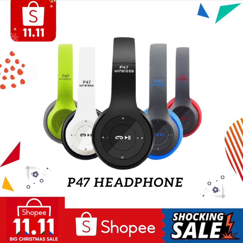 [ READY IN KL ] 🔥 P47 Bluetooth Headset Wireless Headphone with Mic