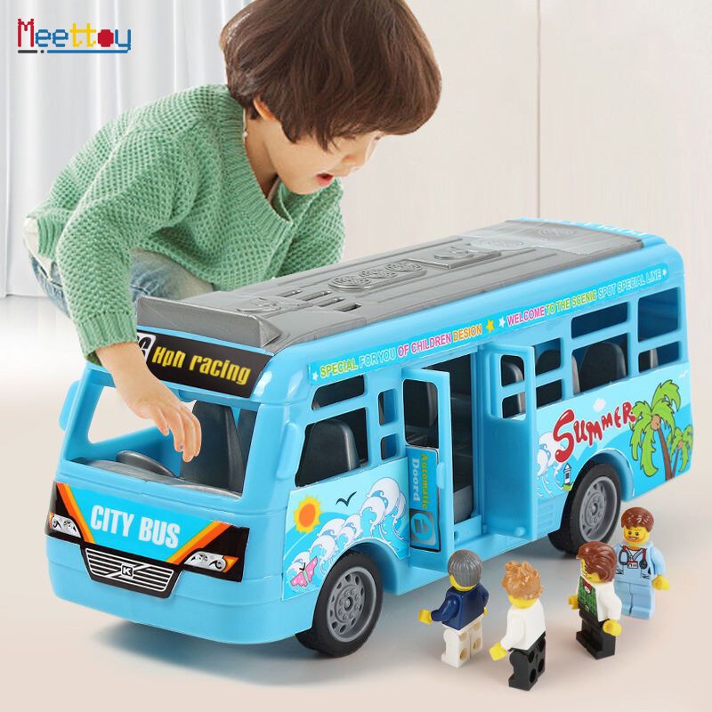 Kids Mini School Bus Car Toy Cartoon Simulated Pull Back Cars City Tour ...