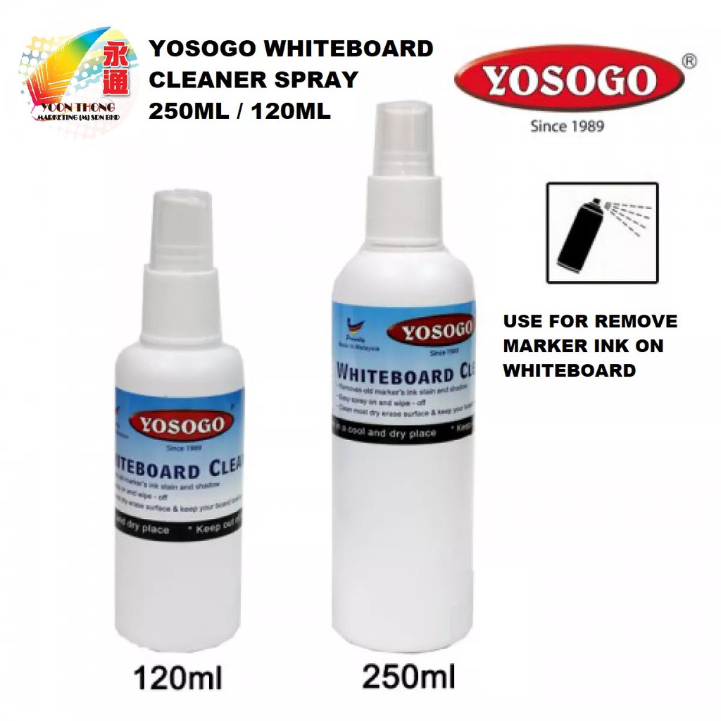 YOSOGO WHITEBOARD CLEANER SPRAY 250ML / 120ML USE FOR REMOVE MARKER INK