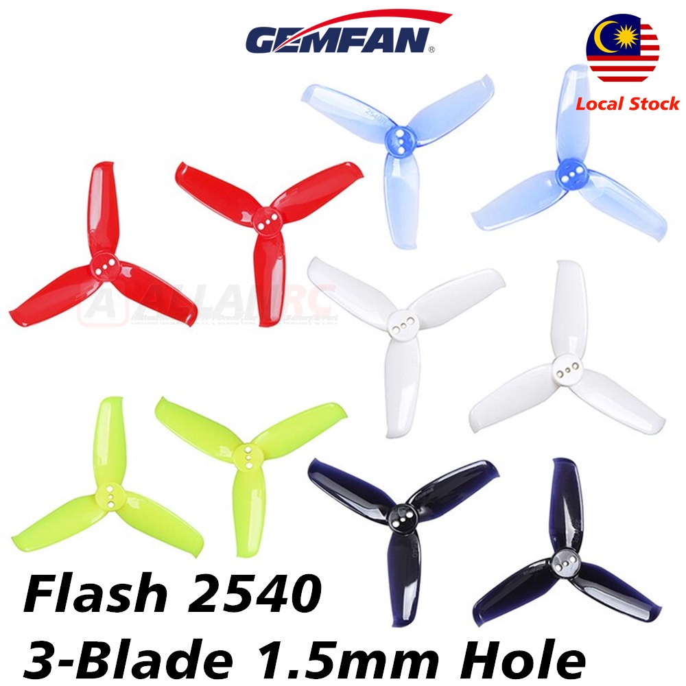 Gemfan Flash 2540 2.5×4 2.5 Inch 3-Blade Propeller with 1.5mm Mounting ...