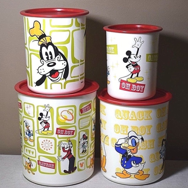 Vintage Never Used Disney Tupperware Canister Set - Mickey