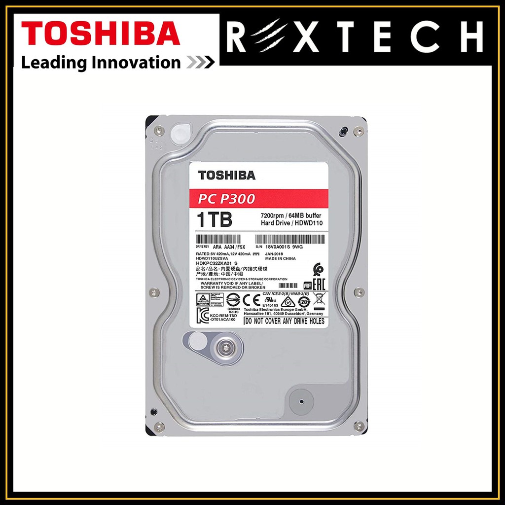 TOSHIBA P300 Internal Desktop Hard Disk SATA 3.5" 6.0Gbit/s 5400/7,200 ...