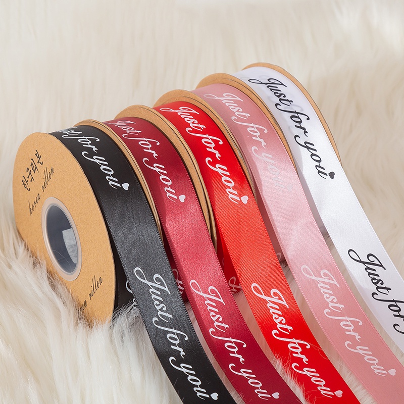 2.5cm silk ribbon with printed letters for flower wrapping and super ...