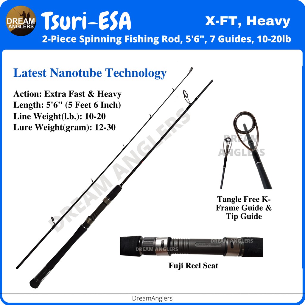 Tsuri-Esa 5 Feet 6 Inch (5'6) 10-20 lb 2-Piece Spinning Fishing Rod