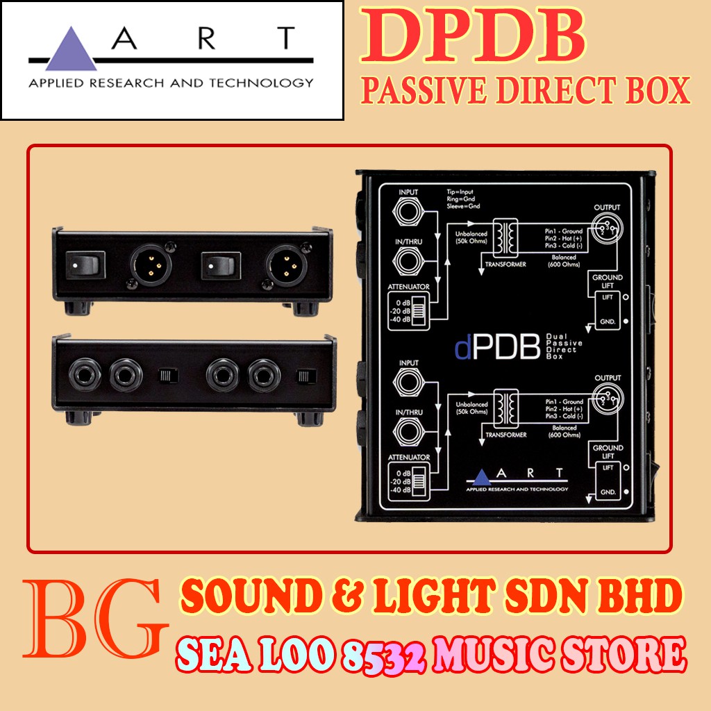 ART DPDB 2 CHANNEL PASSIVE DIRECT BOX WITH LOW NOISE ,INPUT ATTENUATION