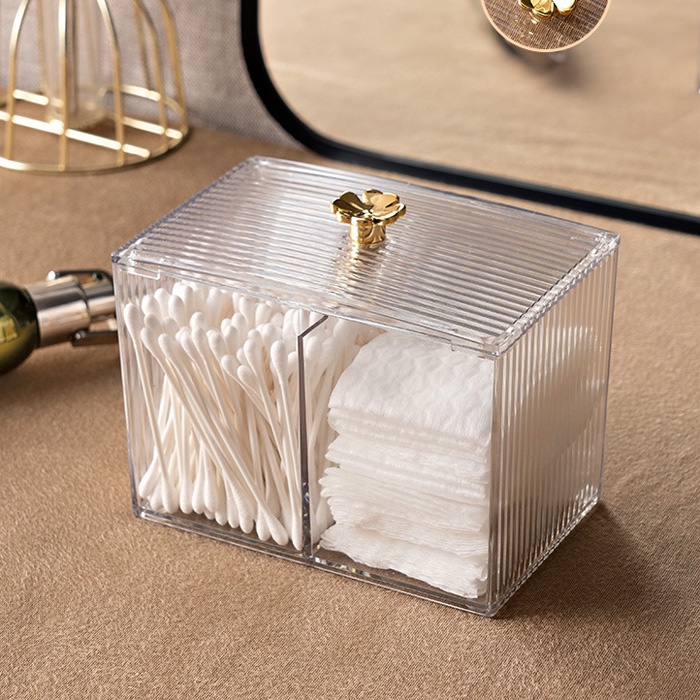 BBD Transparent Covered Accessories Cotton Bud Luxury Storage Box with ...