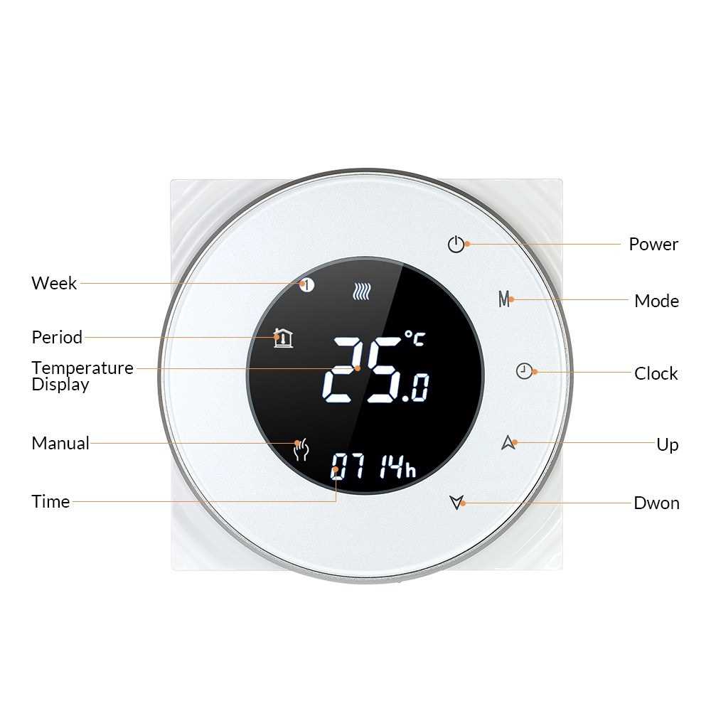 16A Programmable Electric Heating Thermostat Temperature Controller ...