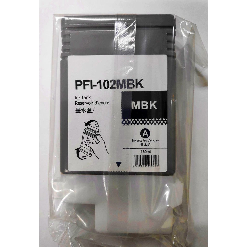 1 NO. = COMPATIBLE CANON IPF PRINTERS INK CARTRIDGE PFI-102 MBK (MATTE ...