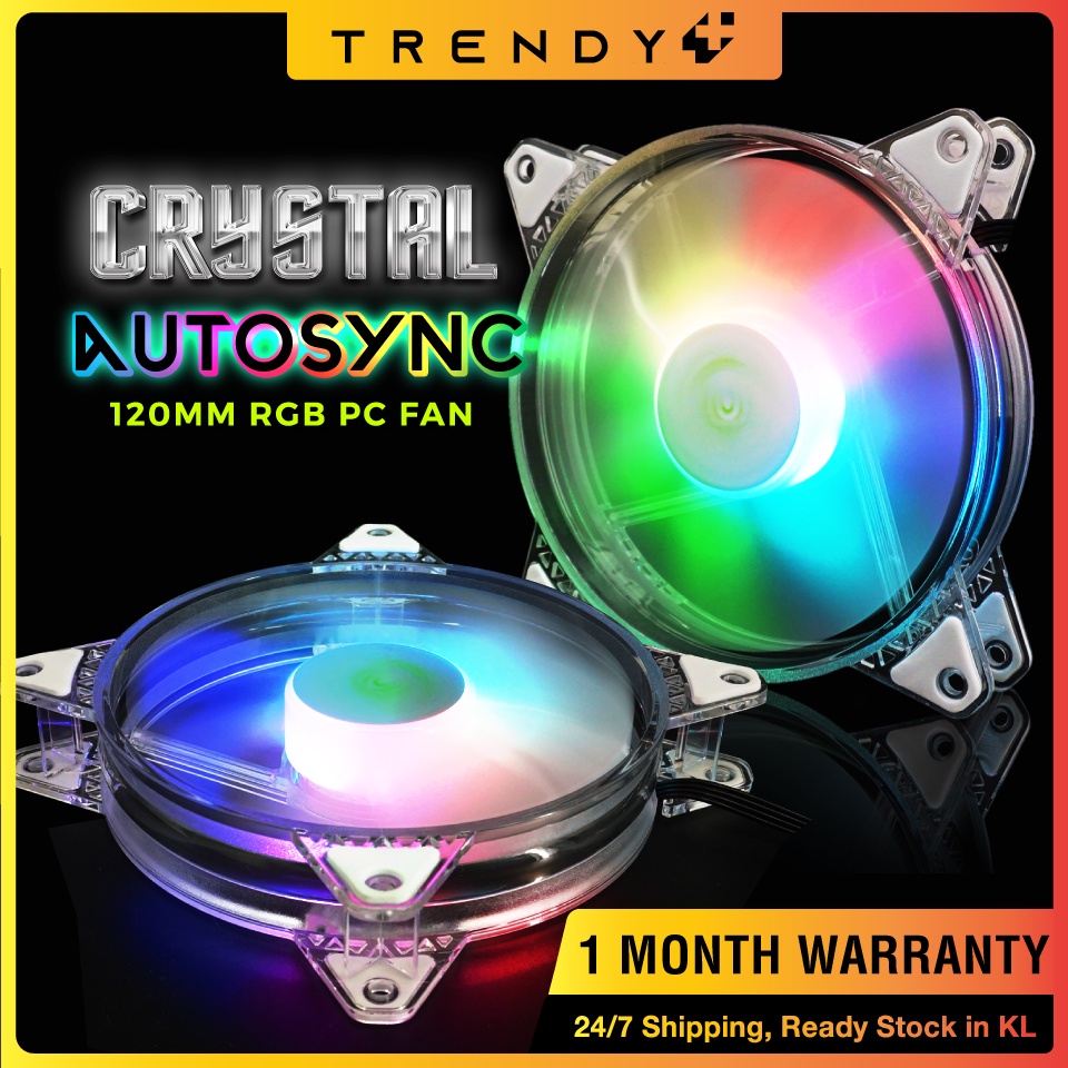 TrillionX Crystal Auto Sync RGB Transparent Fan Rainbow Colors Cooling ...