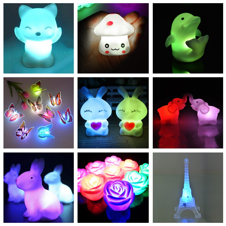 1 Pcs 7 Color Changing Rabbit LED Night Light Lamp With Battery ...