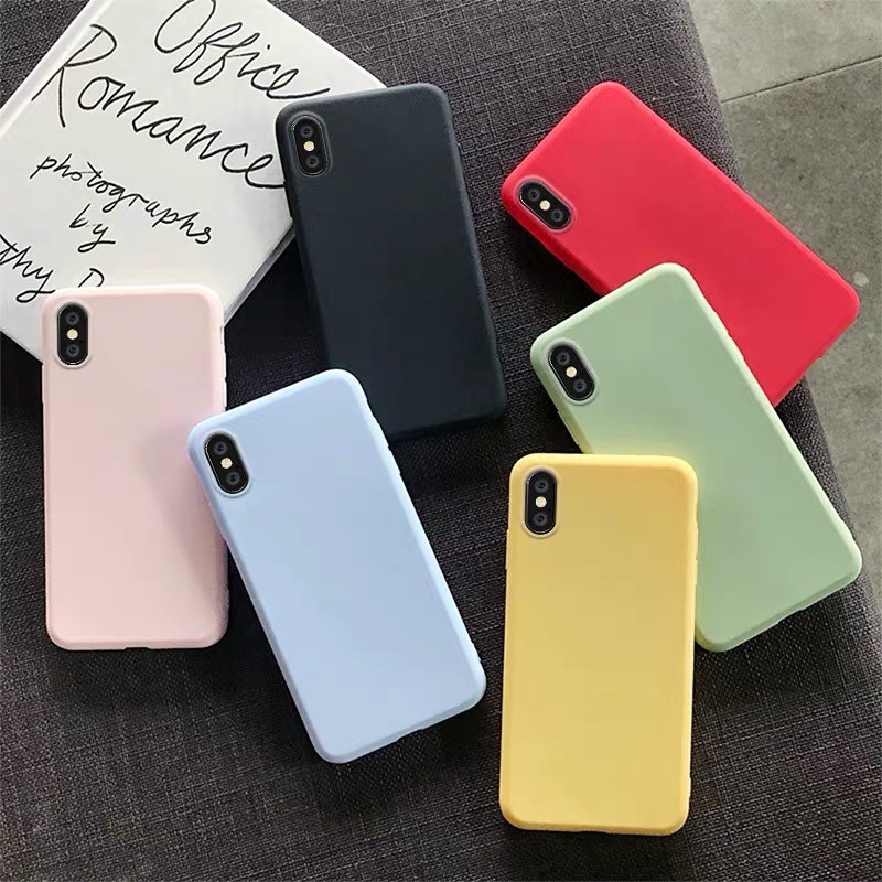 iPhone XS Max XR X 7 8 6S Plus Case Candy Color Soft TPU Silicone Phone ...