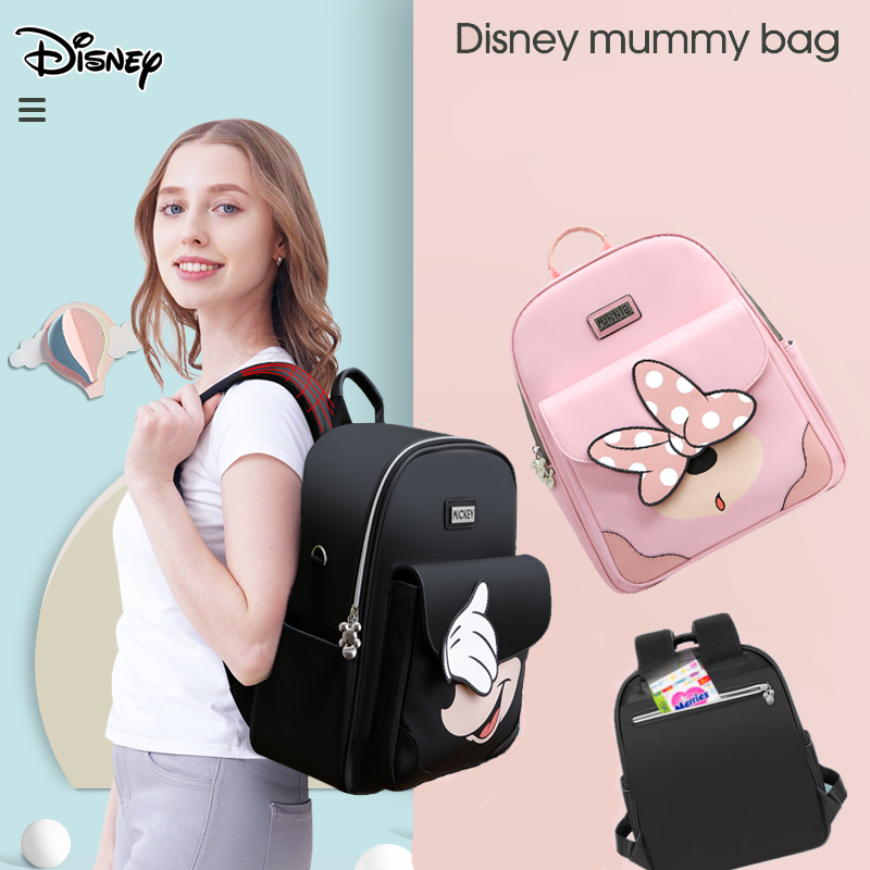 Disney mommy backpacks Mickey Minnie Waterproof Mummy Diaper Bag USB Multi Function Leather Nappy bags Large Capacity Shopee Malaysia