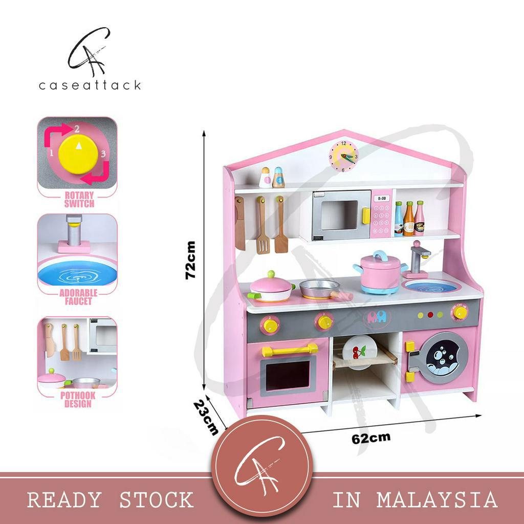 Caseattack Wooden Kitchen Playset Kids Pretend Play Cooking Toy ...