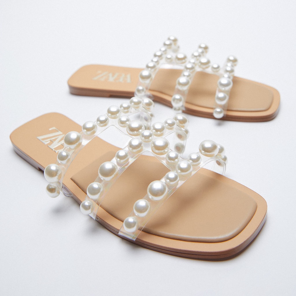 Zara on sale pearl flats