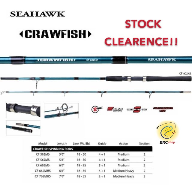 CLEAR STOCK SEAHAWK CRAWFISH SPINNING FISHING ROD | Shopee Malaysia