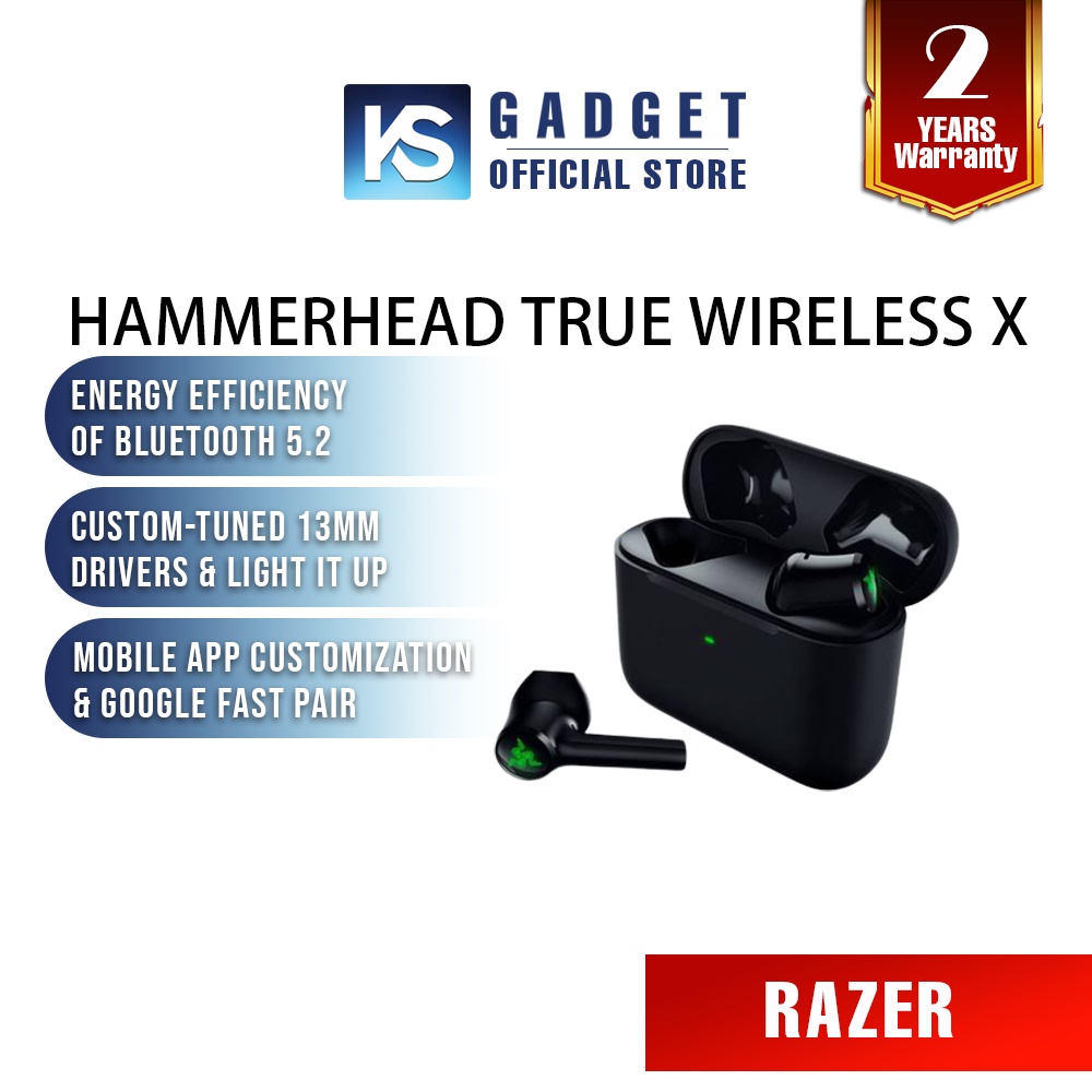 Razer Hammerhead True Wireless X Low Latency Bluetooth Wireless Earbuds ...