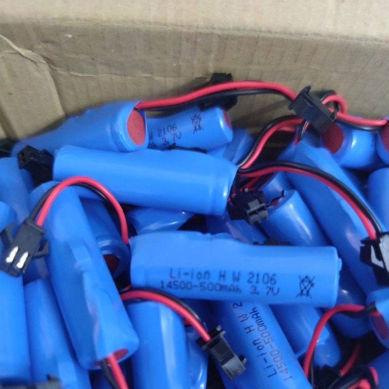thumbnail interactive-video image 1 of 14500 3.7V 500mAh Li-ion Rechargeable Battery – SM-2P Plug, Real Capacity, Low Drain Devices 1 of 5