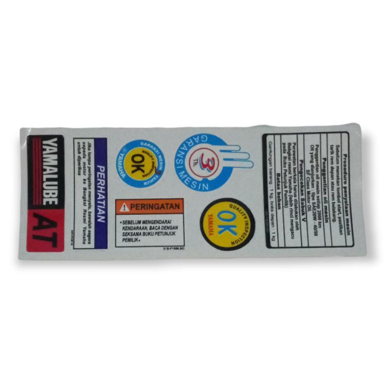 Complementary Sticker for yamaha mio Attention Warning ok yamalube 3 ...
