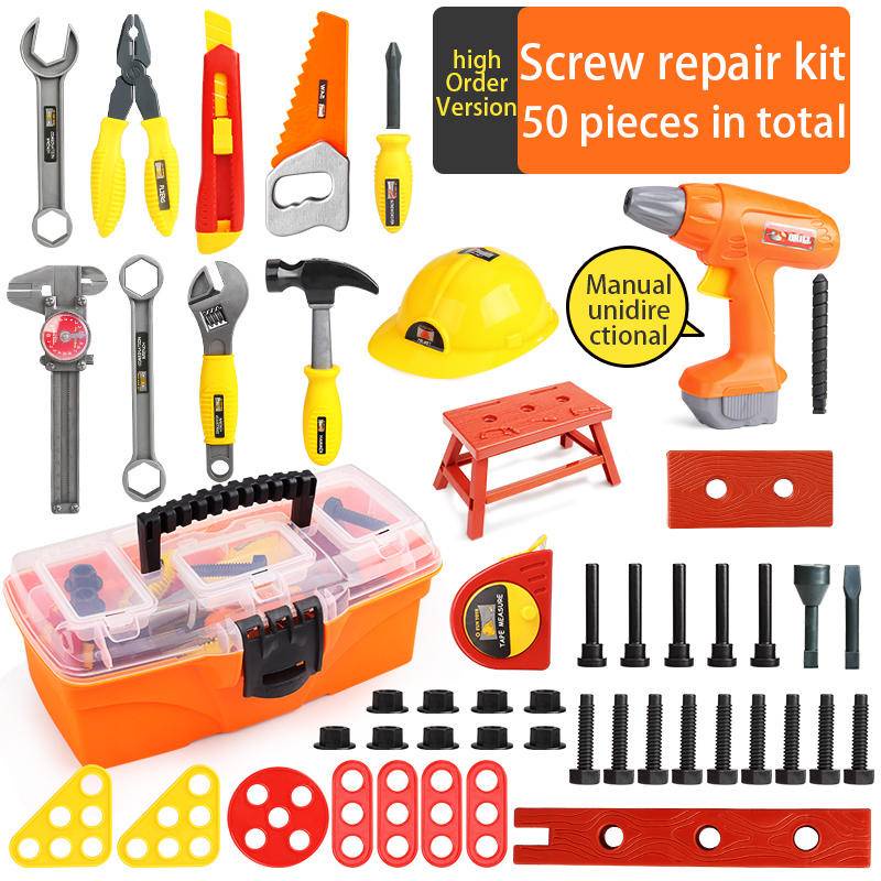 [Qilemeng] 51 Pcs Kids Tool Set Mechanic Toys Suitcase Kids Toolbox ...