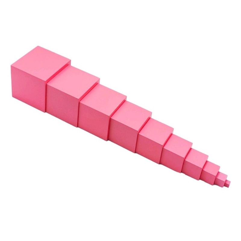 Wooden Montessori Pink Tower Cube Sensory Toy Prelove | Shopee Malaysia