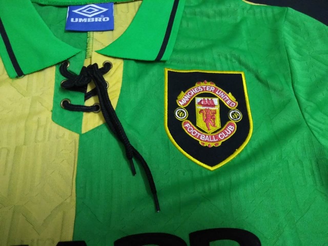 Manchester United 1993-1994 Green Yellow Premier League Retro