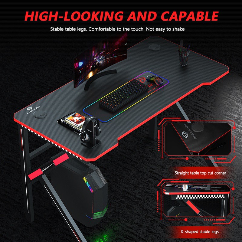 LI|160CM Gaming Table meja belajar Computer Table Office desk Carbon ...