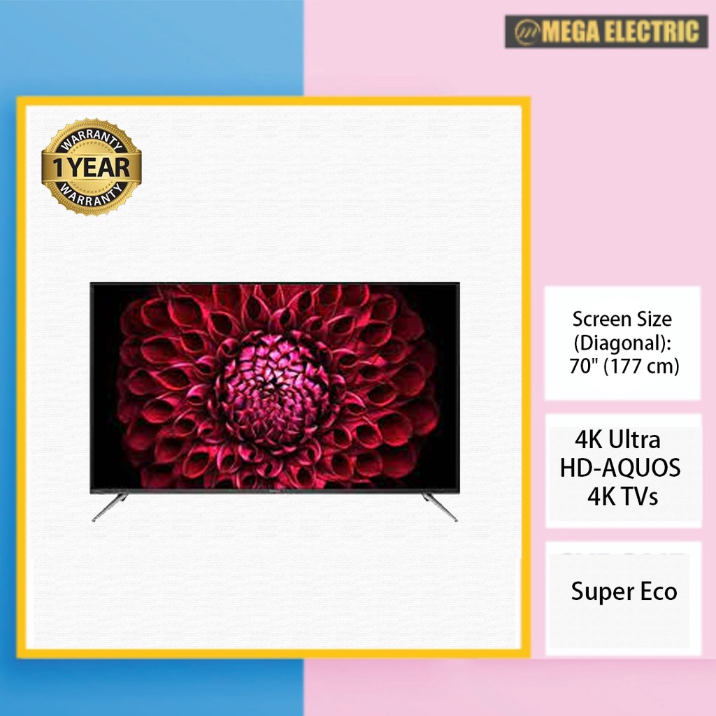 Sharp AQUOS 70 Inch 4K UHD Android TV SHP4TC70DL1X Shopee Malaysia