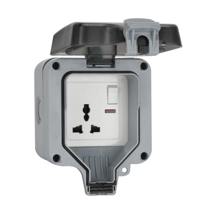 Zein Outdoor Switched Electrical Outlet Wall Socket with Weatherproof