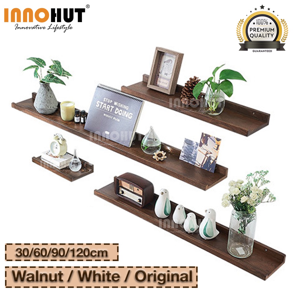 [1PC] Innohut Decorative Solid Wood Wall Mounted Storage Floating Shelf ...