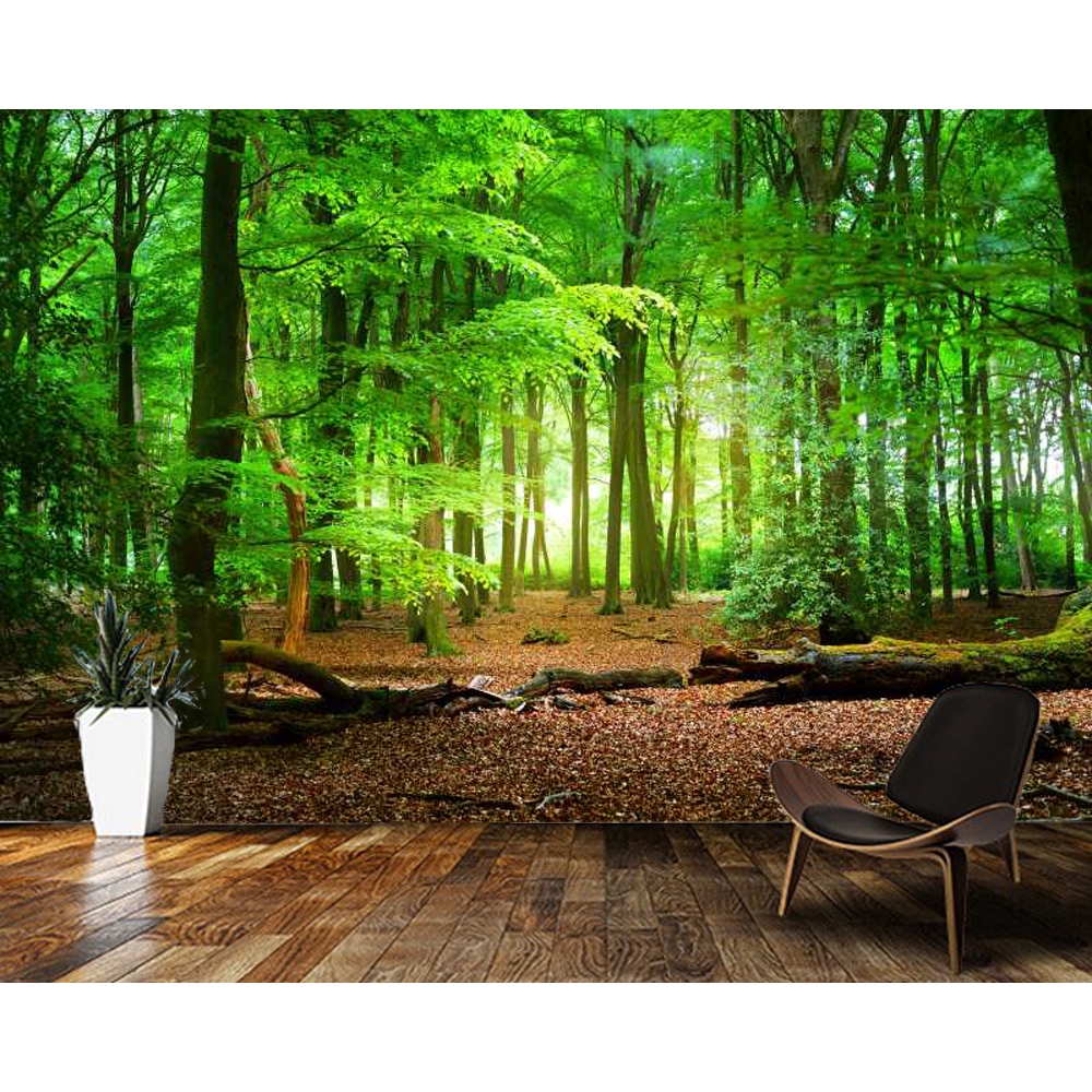 Custom Green forest natural landscape 3d wallpaper,living room sofa tv