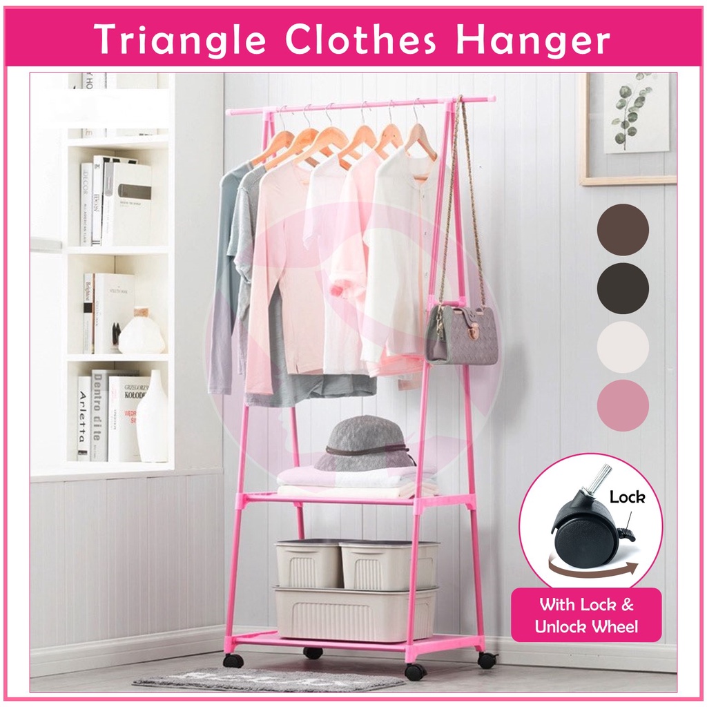 Easy Move Metal Triangle Clothes Drying Rack Garment Hanging Korean DIY ...