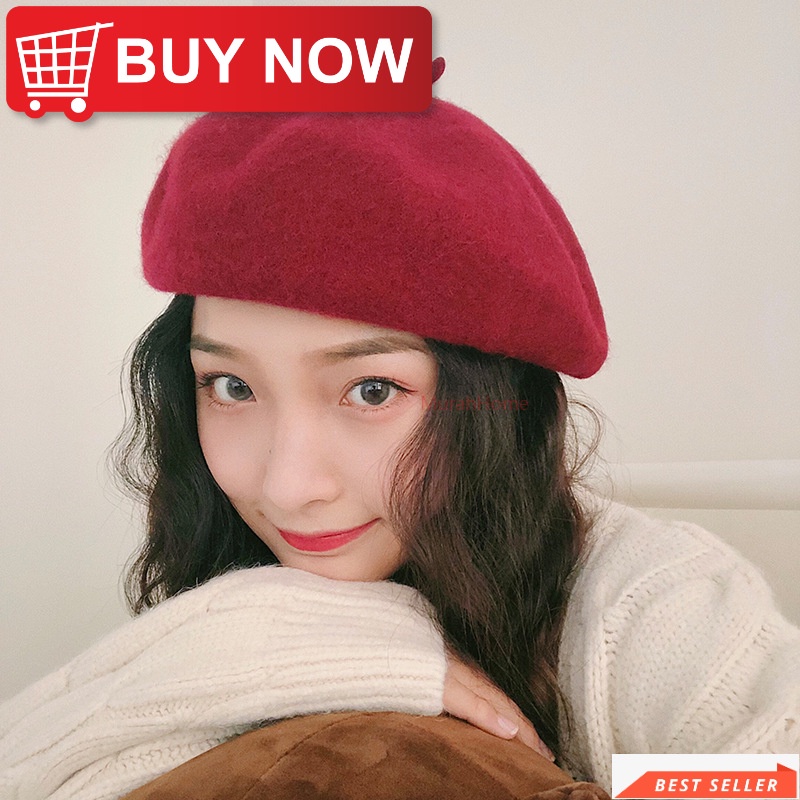MH Women Elegant Berets Hat / Autumn Winter Wool Berets Caps Shopee
