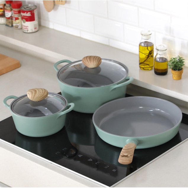 [Neoflam] RETRODMER Green Induction Cooker/Frying Pan/Stir-fried Double ...