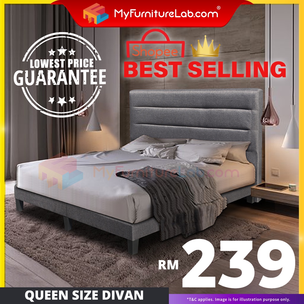 【ready Stock】𝐌𝐘𝐅𝐔𝐑𝐍𝐈𝐓𝐔𝐑𝐄𝐋𝐀𝐁® Braun Queen Size Divan Queen Bed Frame Katil Queen Bedding 