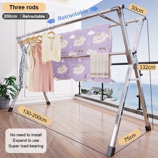 HOMEST【9112】Foldable Mobility Stainless Steel Clothes Hanger / Clothing  Drying Rack / Rak Penyidai Baju不锈钢晒衣架