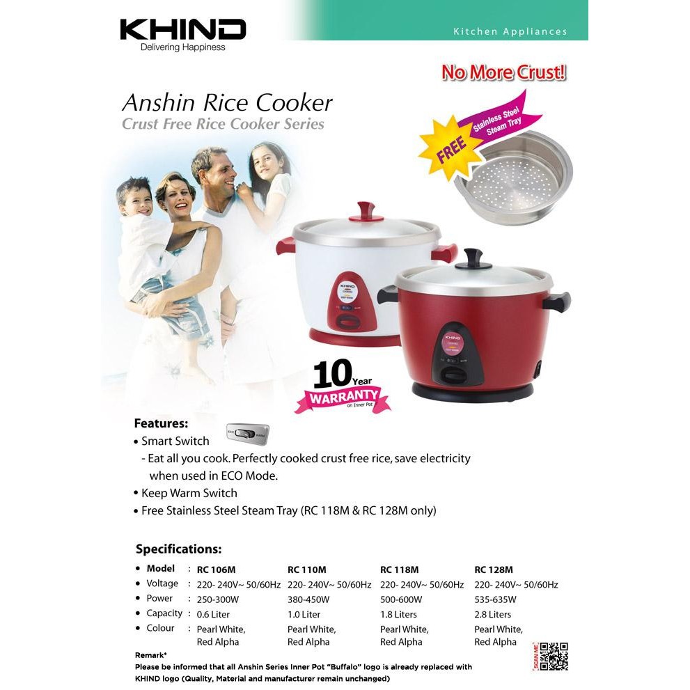 Rice Cooker+Steamer 2.8 Liters White- RM/290