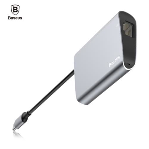 BASEUS ENJOYMENT SERIES RJ45 + USB 3.0 INTERFACE HUB ADAPTER (DEEP GRAY ...
