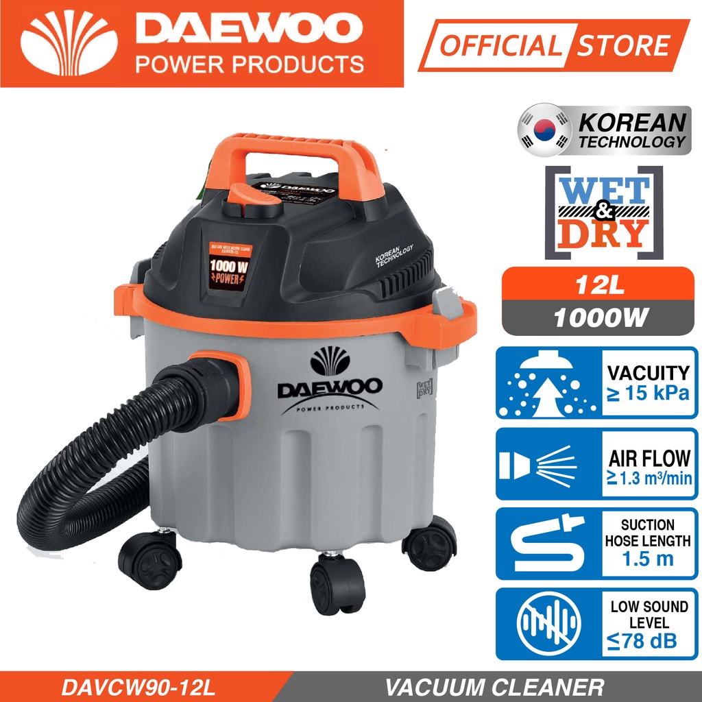 Daewoo 12litre Wet And Dry Vacuum With Blower Function 1000 1200w Korea