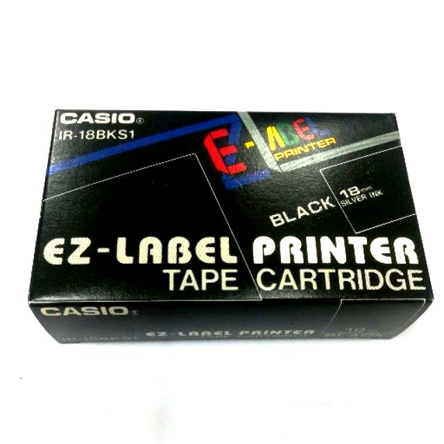 Casio EZLABEL PRINTER TAPE CARTRIDGE 18mm black label silver ink Shopee Malaysia